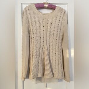 CAbi Cream Cable Knit Turtleneck Sweater
